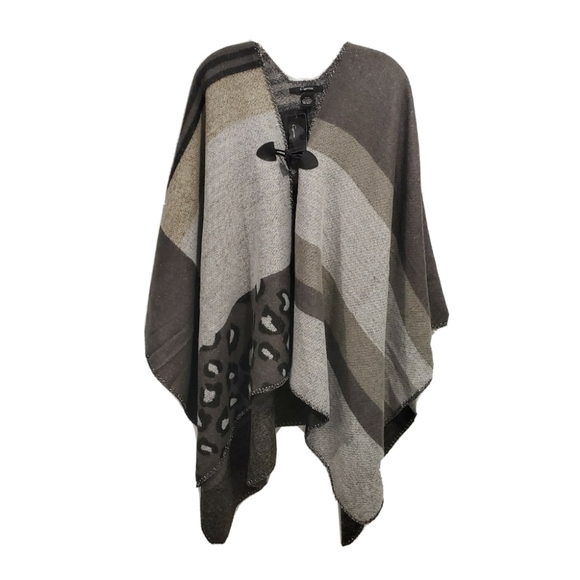 NWT Cejon A Hint of Leopard Ruana Poncho Blazer - Picture 2 of 4